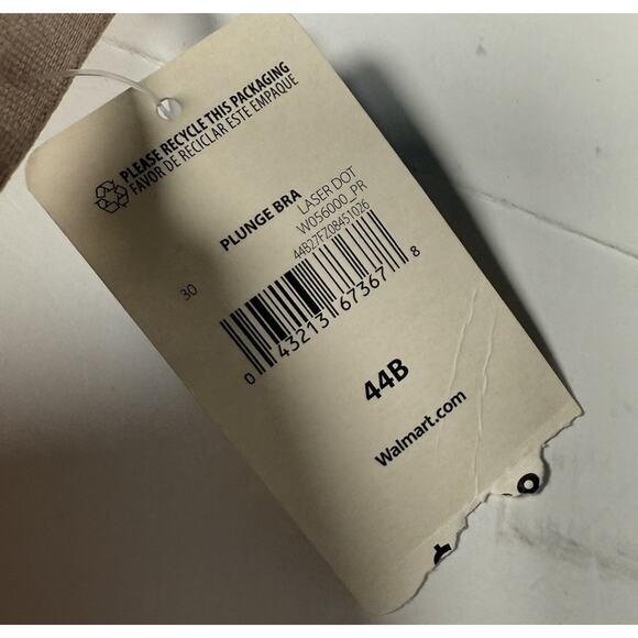 Simply Basic Plunge Bra 44B Nude with Blue Dot Grid Print Padded Underwire NWT - Picture 7 of 7